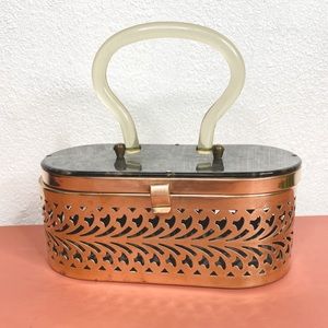 Vintage Lucite and Brass Handbag